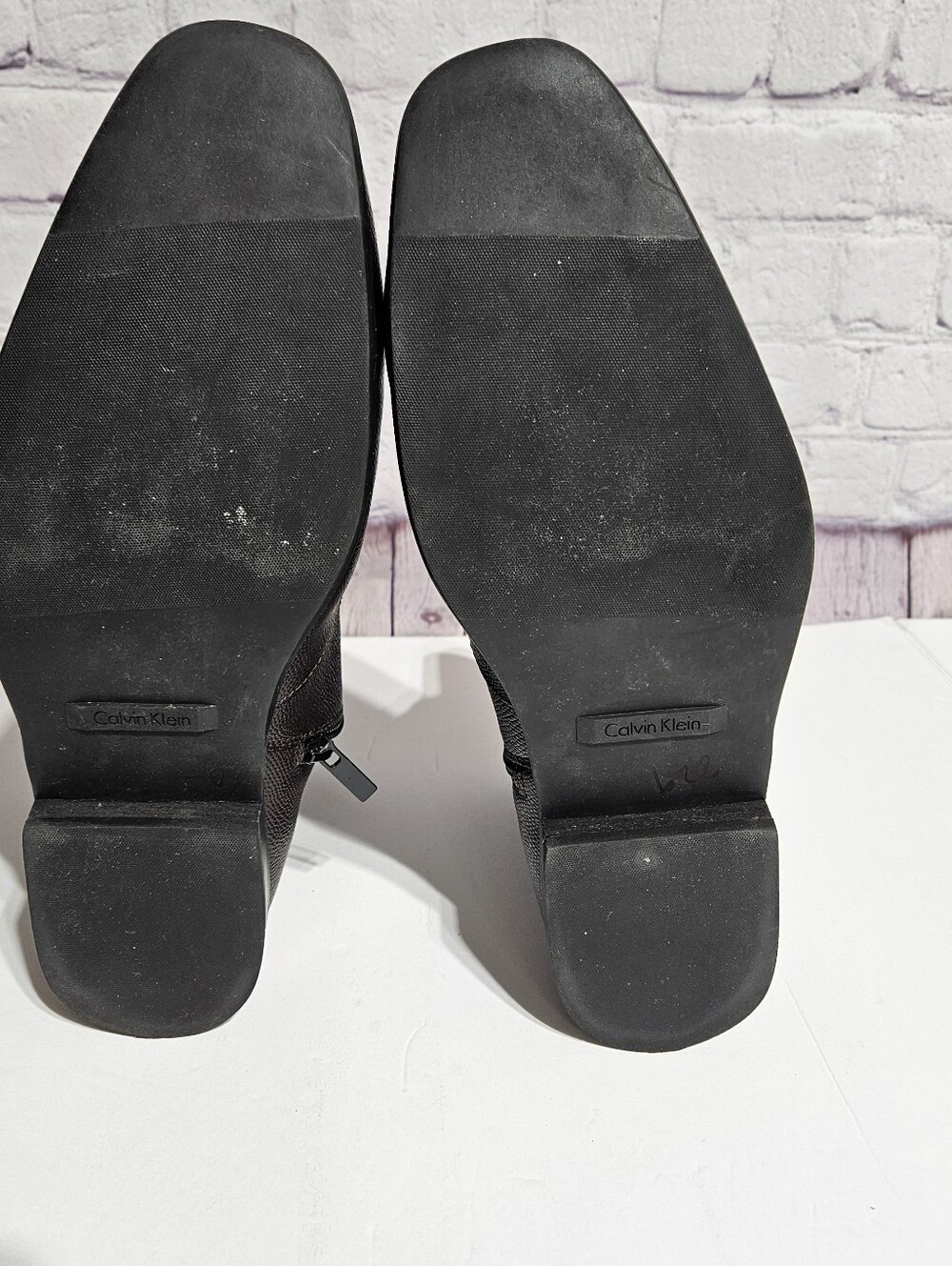 Calvin Klein Black Leather Ankle Boots with Buckle Strap - Picture 2 of 8